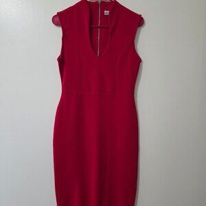 Red bodycon dress with deep V cut